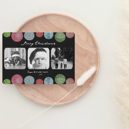 Moderne kerst Kaart | Ornament Triple-Photo