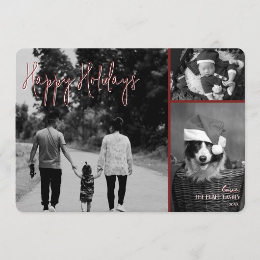 Moderne kerst Kaart | Red Trendy Collage (Voorkant)