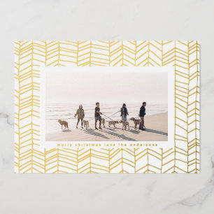 Moderne Kerst Kersenstok Foto met Goud Stempel Folie Feestdagenkaart