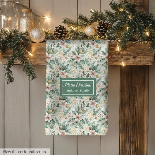 Moderne Kerst Keukenhanddoek Witte Poinsettia