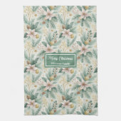 Moderne Kerst Keukenhanddoek Witte Poinsettia (Verticaal)