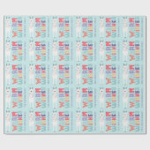 Moderne Kerst-Lama-Slingerlichtjes Naam Cadeaupapier (Vlak)