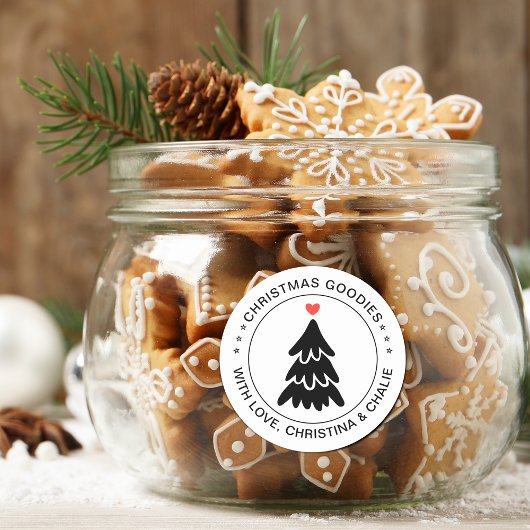 Moderne Kerst Lekkernijen Hart Persoonlijk Ronde Sticker