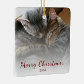 Moderne Kerst Leuke Katten Foto Feestelijk Keramisch Ornament (Rechts)
