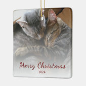 Moderne Kerst Leuke Katten Foto Feestelijk Keramisch Ornament (Links)