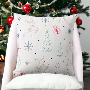 Moderne Kerst Lijn Kunst Vakantie Kussen