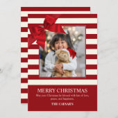 Moderne kerst lint foto feestdagenkaart (Voorkant / Achterkant)