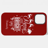 Moderne Kerst MERRY And BRIGHT Script Monogram iPhone Hoesje (Achterkant horizontaal)