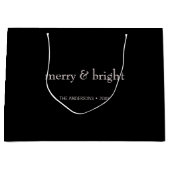 Moderne Kerst Merry & Bright Roze Zwart Vakantie Groot Cadeauzakje (Voorkant)