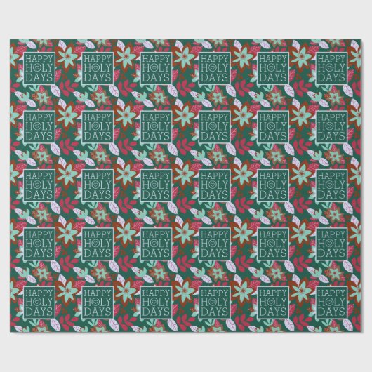 Moderne kerst met een gelukkig gebaar cadeaupapier (Vlak)