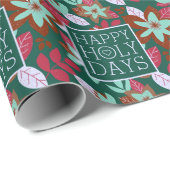 Moderne kerst met een gelukkig gebaar cadeaupapier (Rol Hoek)