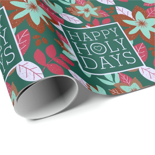 Moderne kerst met een gelukkig gebaar cadeaupapier (Rol Hoek)