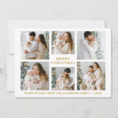 Moderne kerst met feestdag 6 Foto Gold Feestdagenkaart (Voorkant)