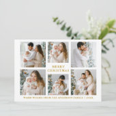 Moderne kerst met feestdag 6 Foto Gold Feestdagenkaart (Staand voorkant)