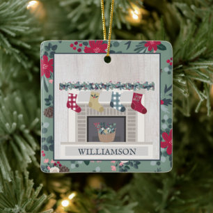 Moderne kerst met feestdag keramisch ornament