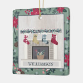 Moderne kerst met feestdag keramisch ornament (Links)