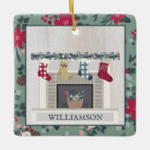 Moderne kerst met feestdag keramisch ornament (Voorkant)