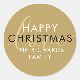 Moderne Kerst met geluk in gouden chic script lett Ronde Sticker