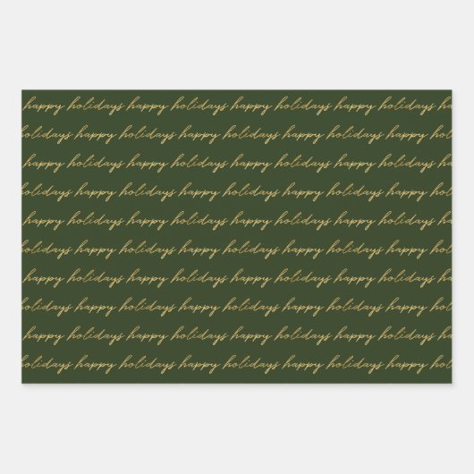 Moderne kerst met groene en goudkalligrafie inpakpapier vel (Voorkant 3)