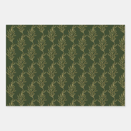 Moderne kerst met groene en goudkalligrafie inpakpapier vel (Voorkant)