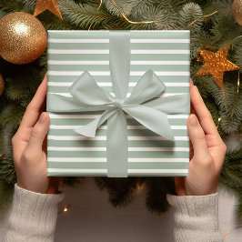 Moderne kerst met groene strepen cadeaupapier