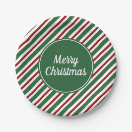 Moderne kerst met groene strepen papieren bordje