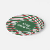 Moderne kerst met groene strepen papieren bordje (Gekanteld)
