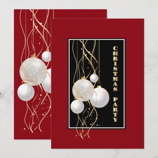 Moderne kerst met zwarte, rode en gouden kleuren kaart (Voorkant / Achterkant)