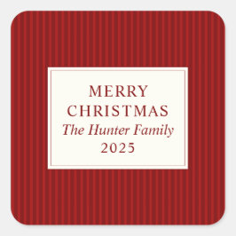 Moderne Kerst Minimale Kerstfavoriet Rood Vierkante Sticker