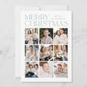 Moderne Kerst Mintgroene 9 Foto Collage Feestdagenkaart (Voorkant)