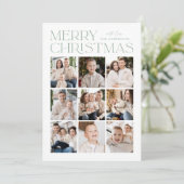 Moderne Kerst Mintgroene 9 Foto Collage Feestdagenkaart (Staand voorkant)