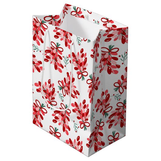 Moderne kerst Mistletoe Medium Cadeauzakje (Voorkant Gekanteld)