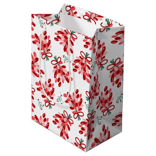 Moderne kerst Mistletoe Medium Cadeauzakje (Achterkant Gekanteld)