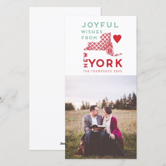 Moderne Kerst Mooie wensen vanuit New York Foto Feestdagenkaart (Voorkant / Achterkant)
