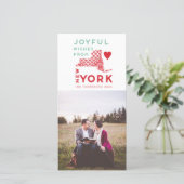 Moderne Kerst Mooie wensen vanuit New York Foto Feestdagenkaart (Staand voorkant)