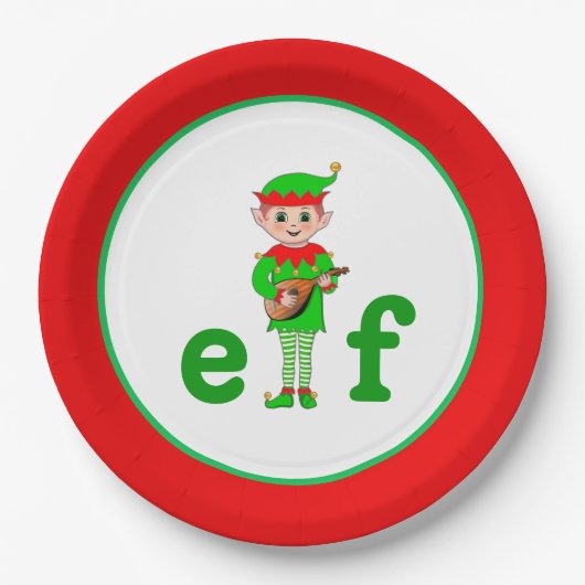 Moderne Kerst Musical Elf Papieren Bordje (Voorkant)