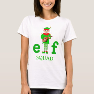 Moderne Kerst Muzikale Elf Squad T-Shirt