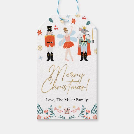 Moderne Kerst Notenkraker Kerstvakantie Cadeaulabel (Voorkant)