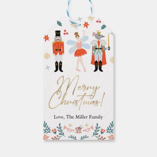 Moderne Kerst Notenkraker Kerstvakantie Cadeaulabel (Achterkant)