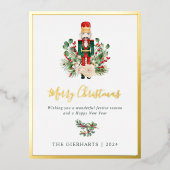 Moderne kerst notenkraker script folie feestdagen briefkaart (Voorkant)