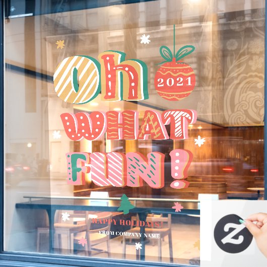 Moderne kerst Oh wat leuk handlettering Raamsticker (Cafe Raam)