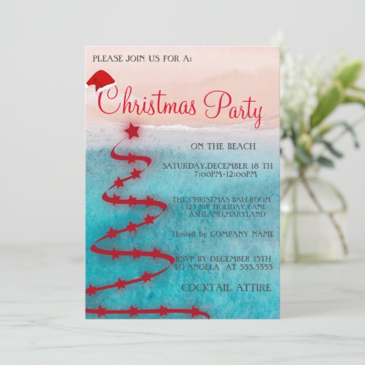 Moderne kerst op het strand kaart (Staand voorkant)