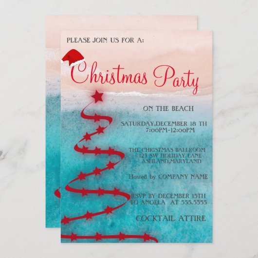 Moderne kerst op het strand kaart (Voorkant / Achterkant)