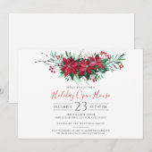 Moderne Kerst Open Huis Bloemen Kaart (Voorkant / Achterkant)