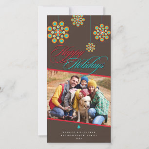 Moderne Kerst Ornament Chic Vakantie Fotokaart Feestdagenkaart