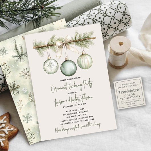 Moderne Kerst Ornament Exchange Party Kaart