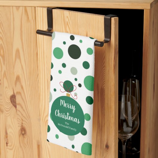 Moderne kerst ornament familienaam theedoek (Derde Gevouwen)