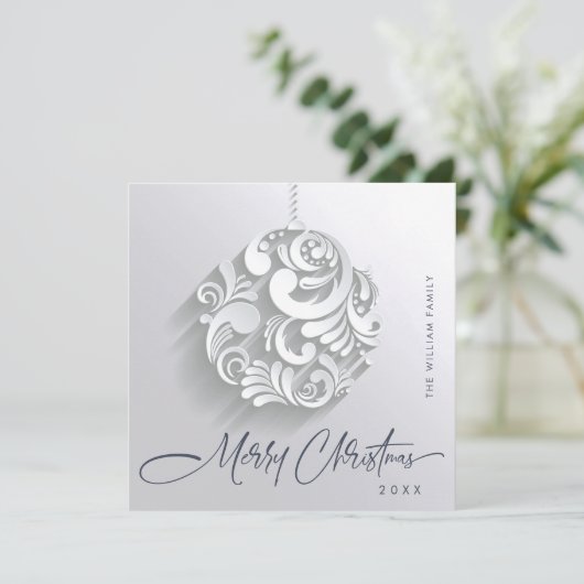 Moderne Kerst Ornament Groet Eenvoudig Feestdagenkaart (Staand voorkant)