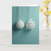 Moderne Kerst Ornament Kaart (Gele Bloem)