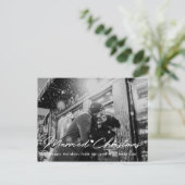 Moderne kerst-overlay voor pasgetrouwde stellen briefkaart (Staand voorkant)